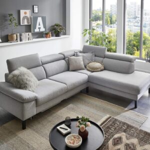 Ecksofa Laina Stoff hellgrau
