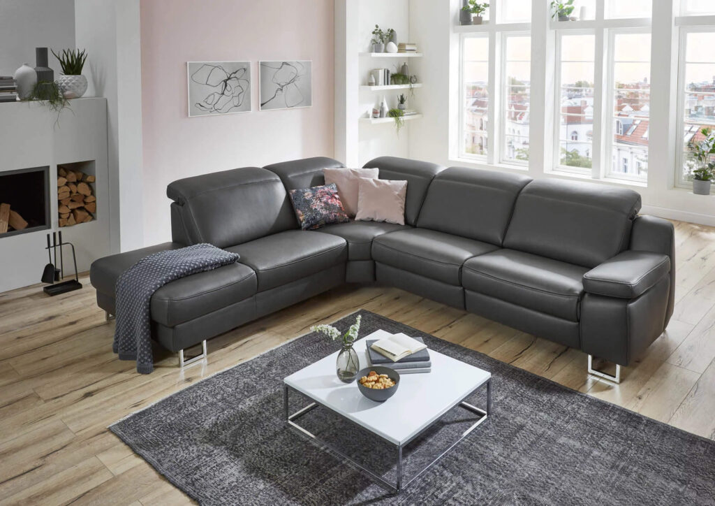 Hukla Ledersofa modern Dunkelbraun