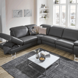Hukla Ledersofa modern Dunkelbraun