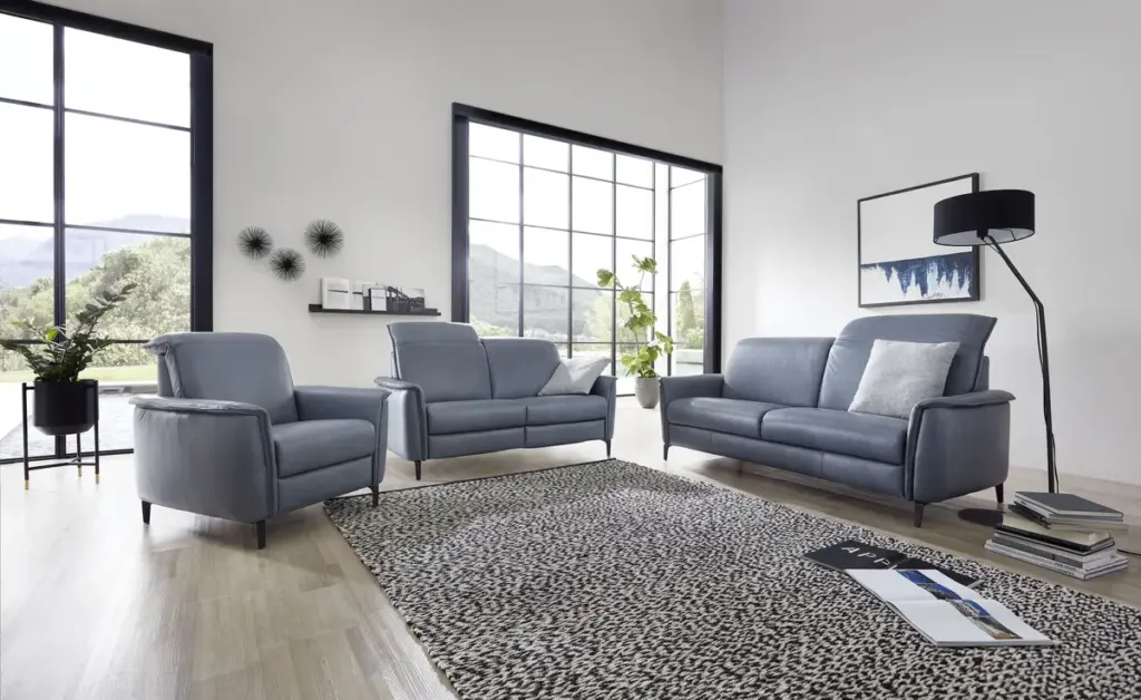 Ledersofa Bolivien Eisengrau 2,5-Sitzer