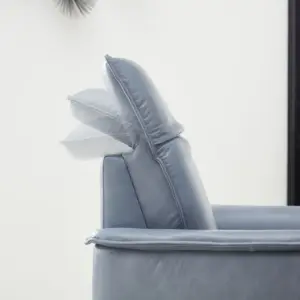 Ledersofa Bolivien Eisengrau mit verstellbarem Kopfteil