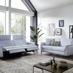 Ledersofa Mendoza Hellblau