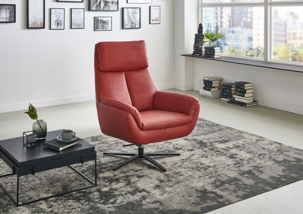 Zehdenick Relaxsessel aus Leder Rot