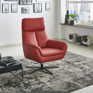 Zehdenick Relaxsessel aus Leder Rot