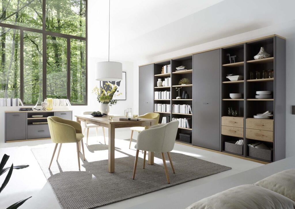 esszimmer solution-buecherwand-grau-milieu