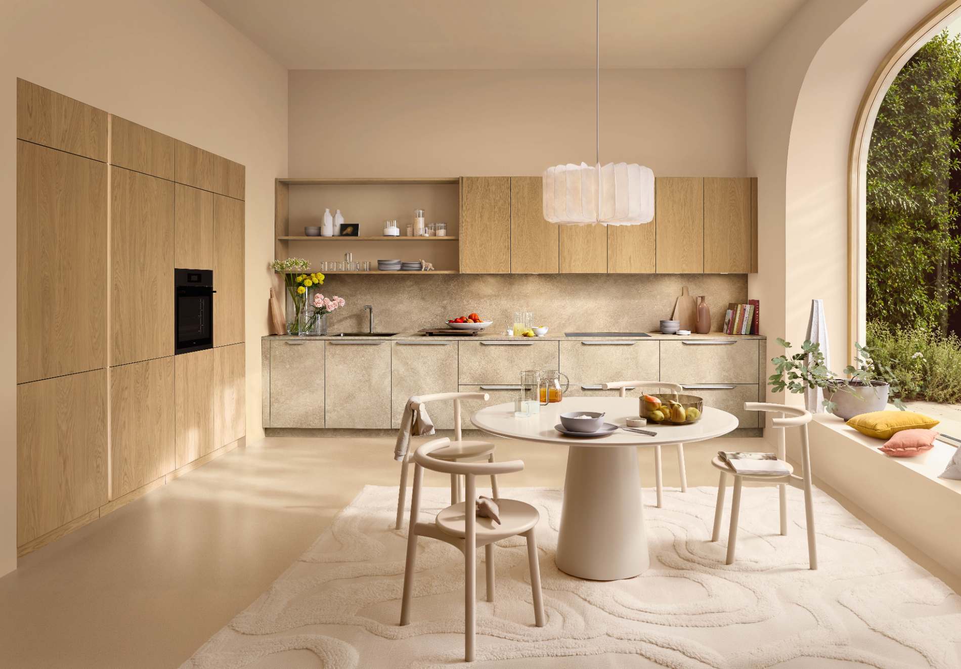 nolte kuechen neuheiten 2027 PRIMO Eiche Crema mit STONE Sandstein Creme: Nolte Küchen Neuheiten 2027